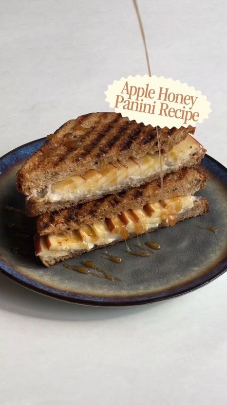 A grilled apple panini finished with Mushroom Honey